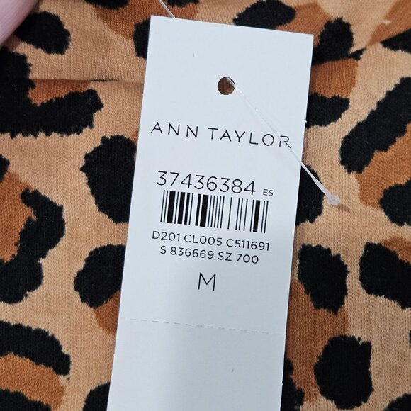 NWT!  Ann Taylor Top Medium Leopard Animal Print Long Sleeve Mock Neck Tan - Picture 6 of 10